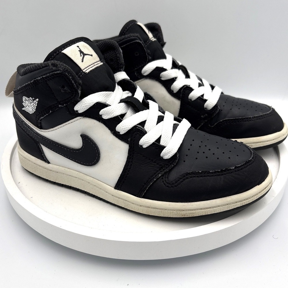 Jordan Air Jordan 1 Mid 3Y Black White Streetwear DQ8424-010 Leather Mid Top